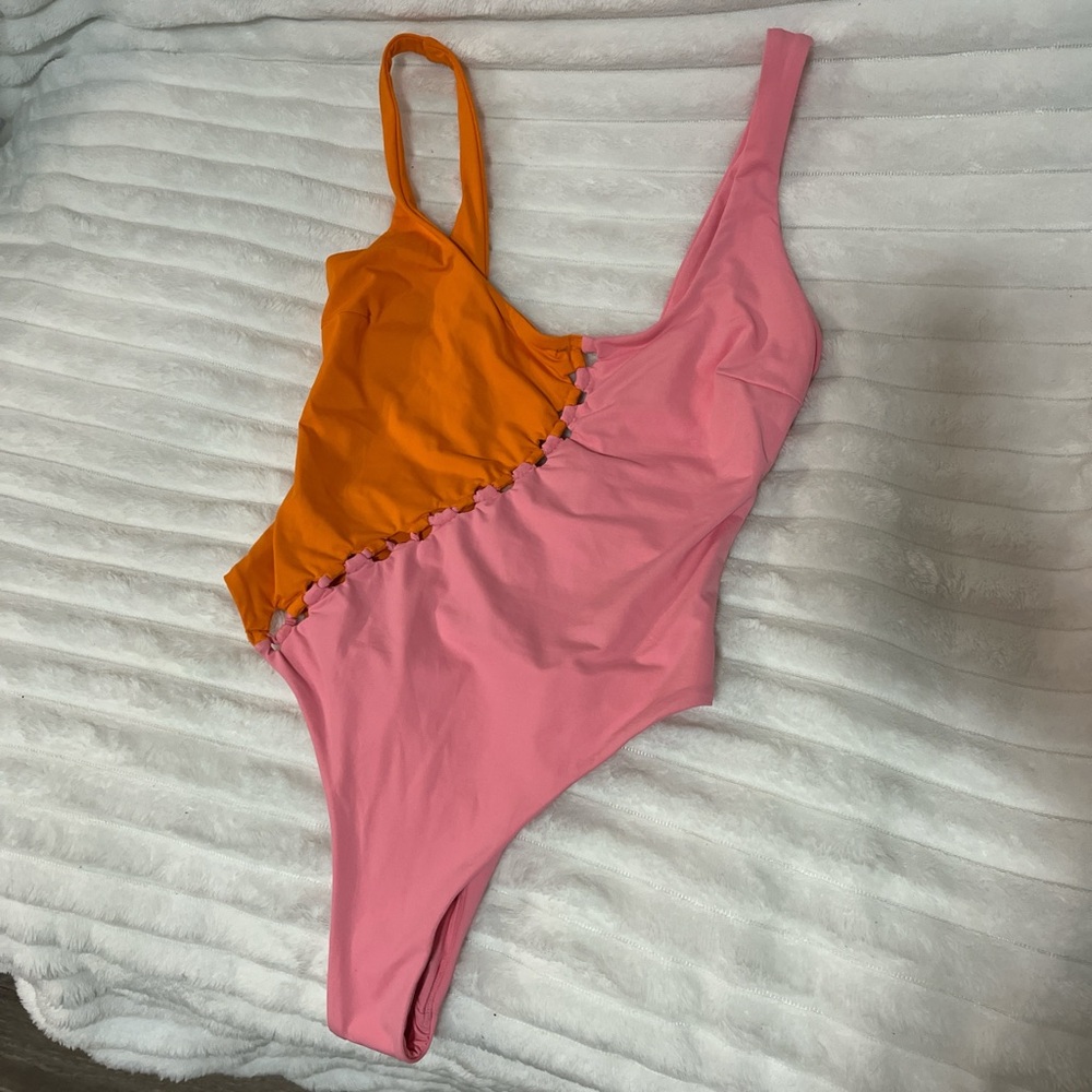 l*space Pink and Orange One-Piece Swimsuit - Picture 4 of 6